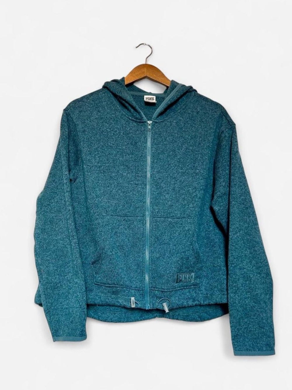 PINK Victoria's Secret Teal Zip-Up Hooded Sweater Jacket - Women’s